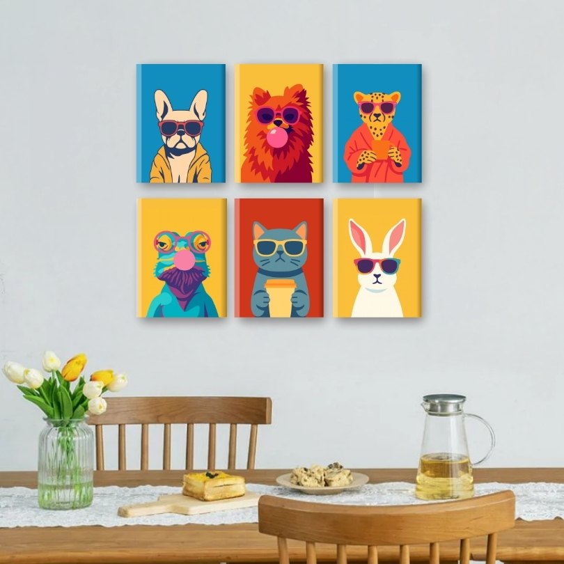 6 Mini Paintings | Coole Dieren Set
