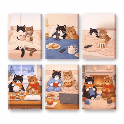 6 Mini Paintings | Gezellige Katten Set