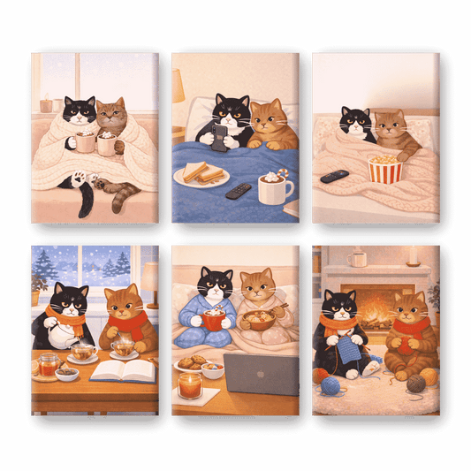 6 Mini Paintings | Gezellige Katten Set