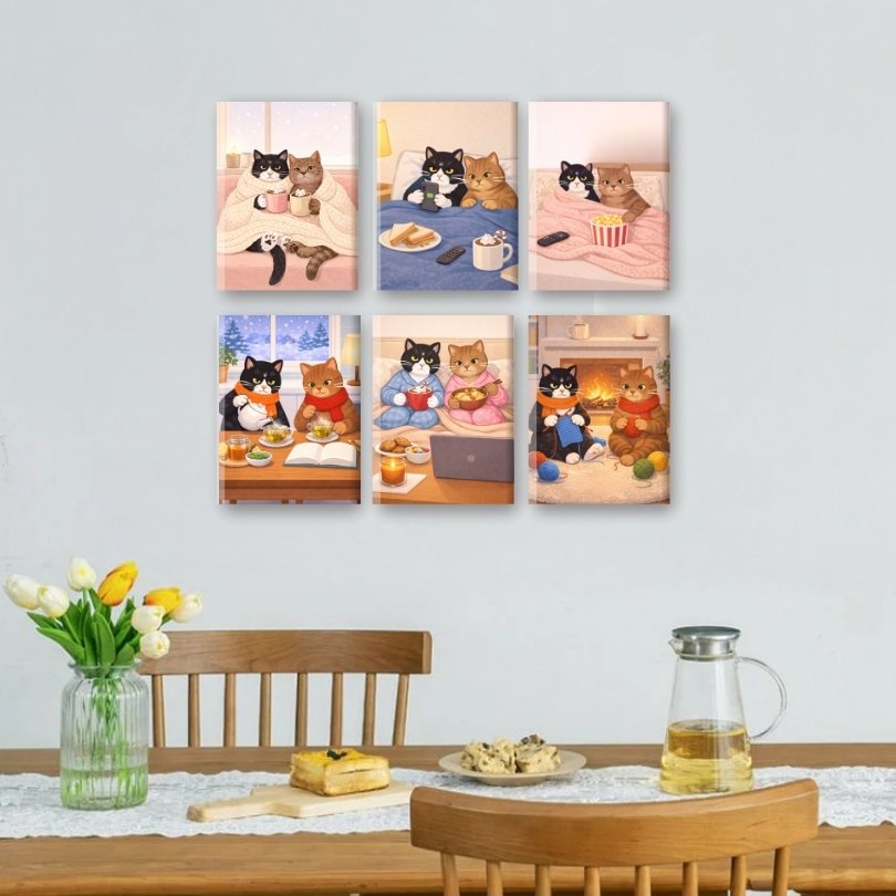 6 Mini Paintings | Gezellige Katten Set