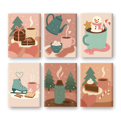 6 Mini Paintings | Cozy Winter Set