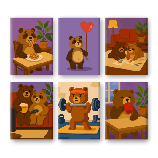 6 Mini Paintings | Schattige Beren Set- Schilderen op nummers