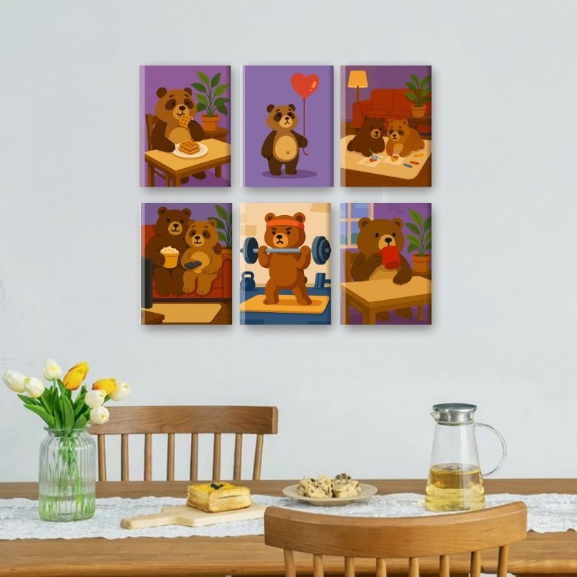 6 Mini Paintings | Schattige Beren Set