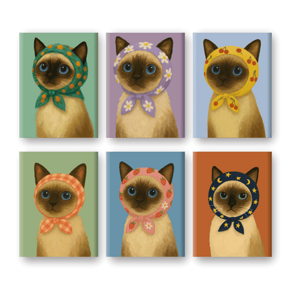 6 Mini Paintings | Schattige Katten Set