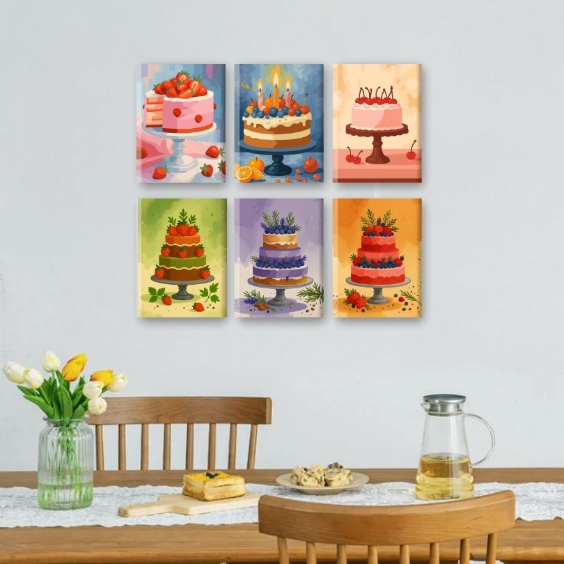 6 Mini Paintings | Heerlijke Taarten Set