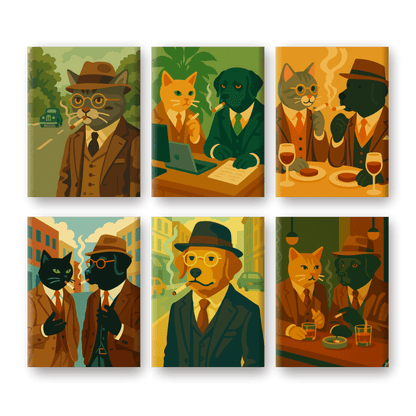 6 Mini Paintings | Detective Kat & Hond Set