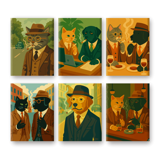 6 Mini Paintings | Detective Kat & Hond Set