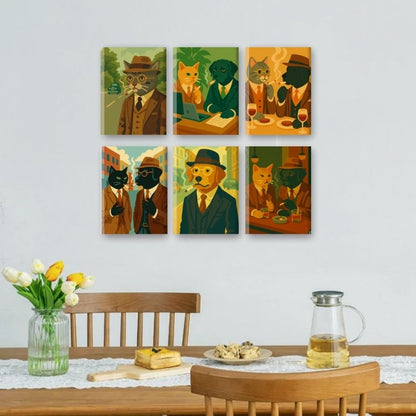 6 Mini Paintings | Detective Kat & Hond Set