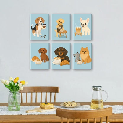 6 Mini Paintings | Honden & Koffie Set