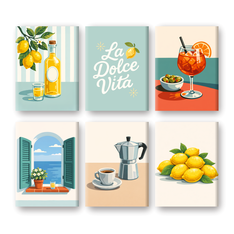 6 Mini Paintings | Dolce Vita Set- Schilderen op nummers