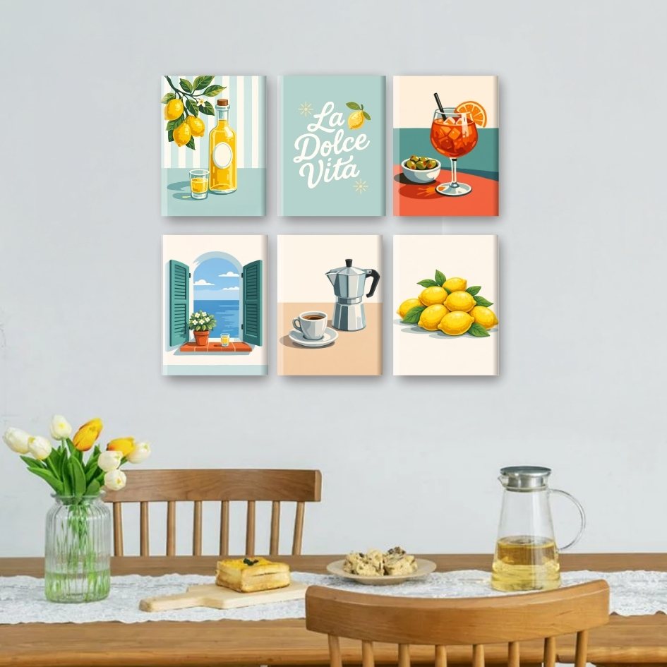 6 Mini Paintings - Dolce Vita Set Mockup