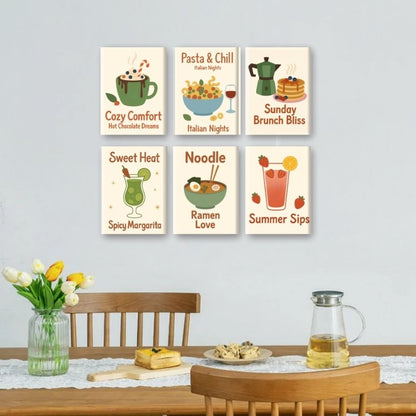 6 Mini Paintings | Drankjes & Eten Set