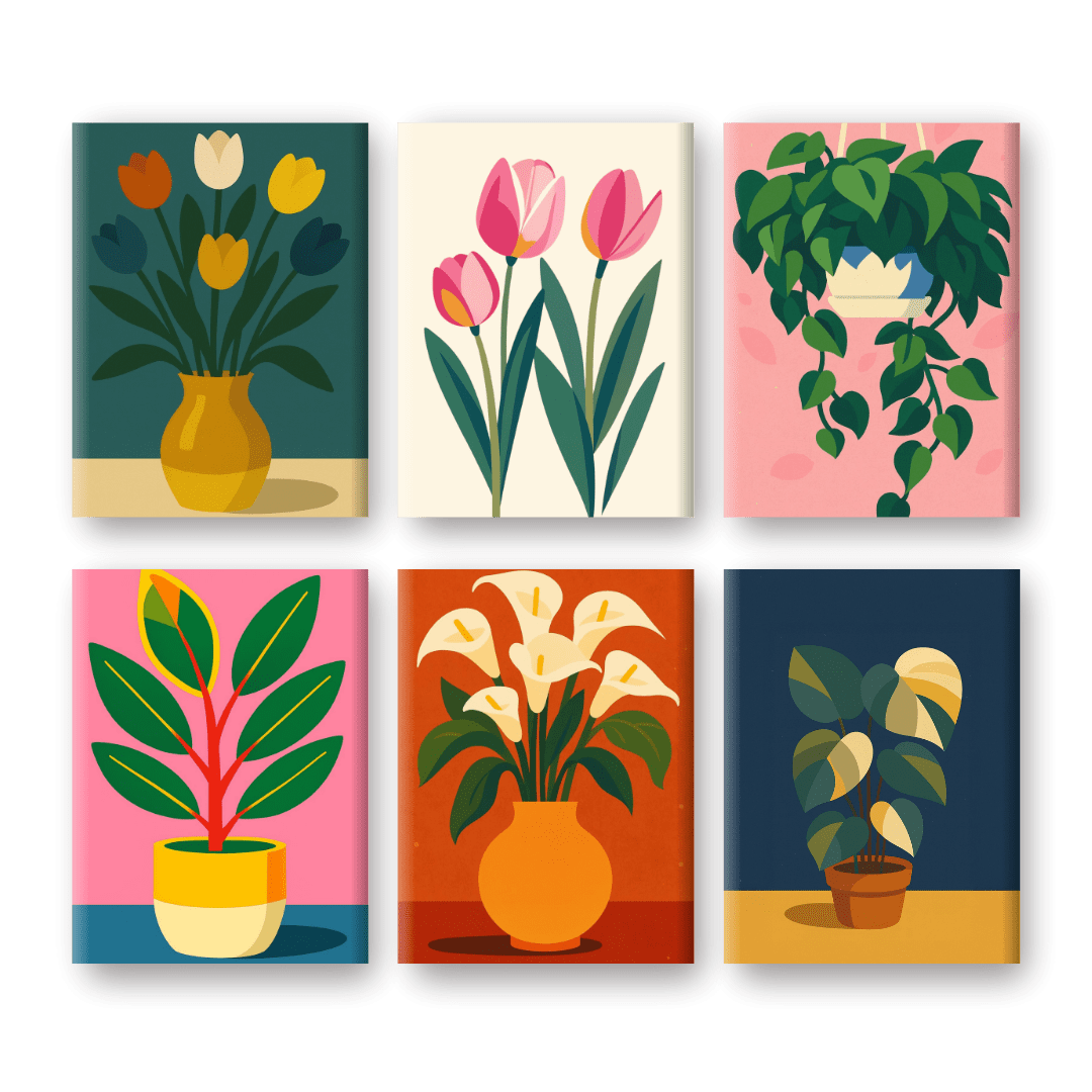 6 Mini Paintings | Bloemen en Planten Set- Schilderen op nummers