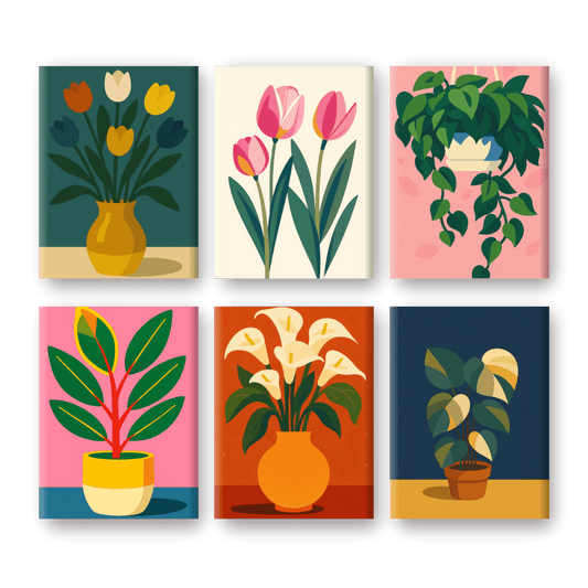 6 Mini Paintings | Bloemen en Planten Set- Schilderen op nummers