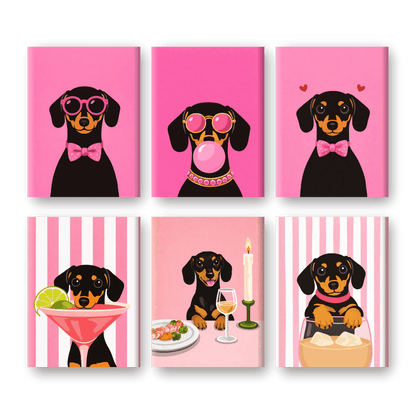 6 Mini Paintings | Roze Teckel Set