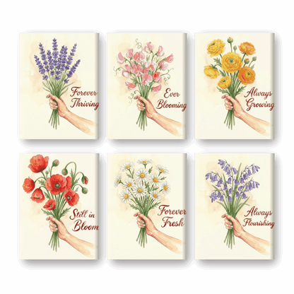 6 Mini Paintings | Bloemen & Citaten Set