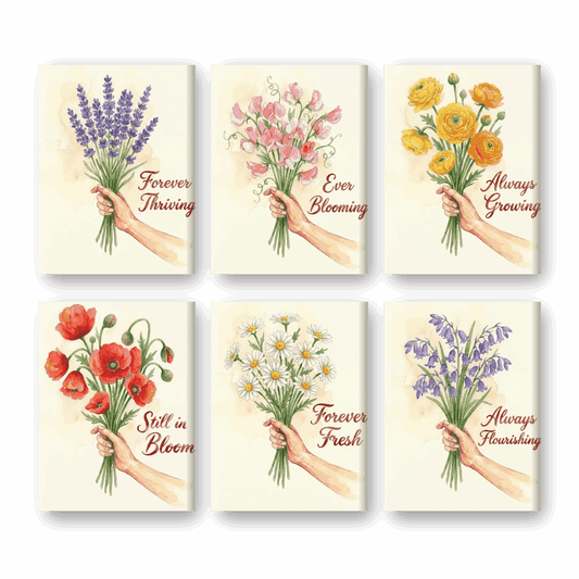 6 Mini Paintings | Bloemen & Citaten Set