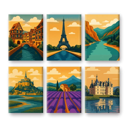 6 Mini Paintings | Franse Landschappen Set- Schilderen op nummers