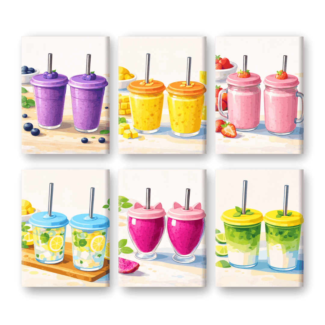 6 Mini Paintings | Verse Smoothies Set- Schilderen op nummers