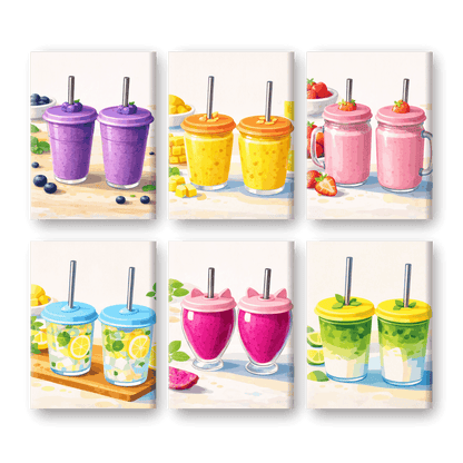 6 Mini Paintings | Verse Smoothies Set- Schilderen op nummers