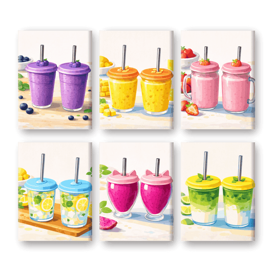 6 Mini Paintings | Verse Smoothies Set- Schilderen op nummers