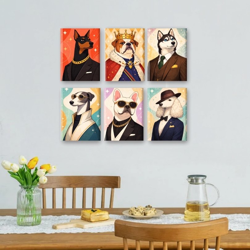 6 Mini Paintings | Gentleman Honden Set