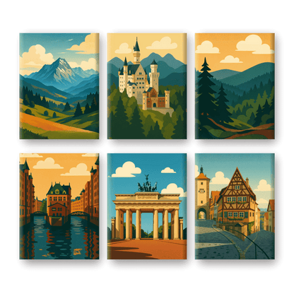 6 Mini Paintings | Duitse Landschappen Set