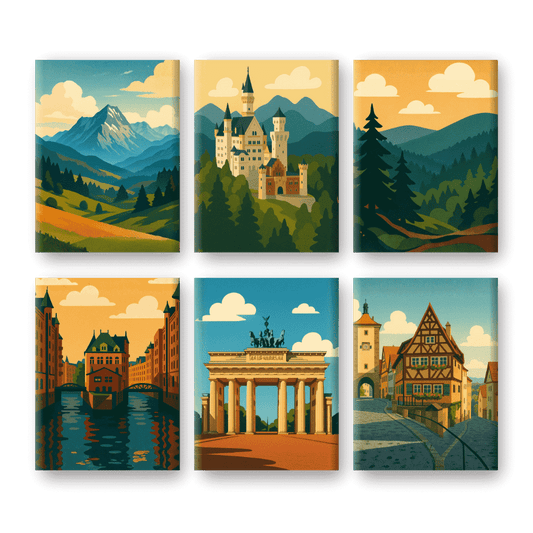 6 Mini Paintings | Duitse Landschappen Set- Schilderen op nummers