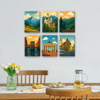 6 Mini Paintings | Duitse Landschappen Set
