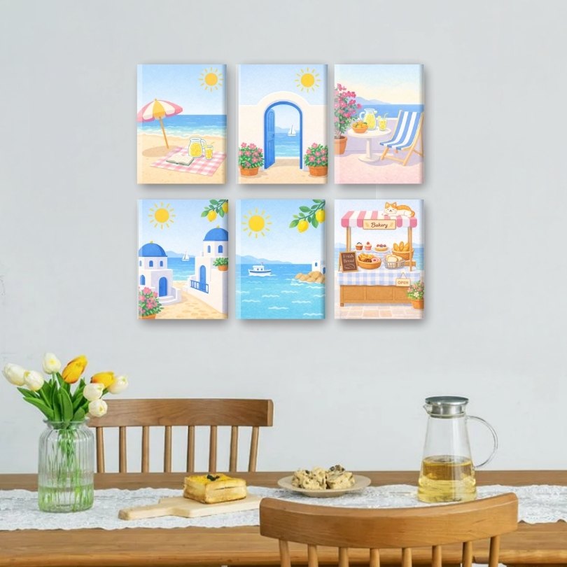 6 Mini Paintings | Griekse Eilanden Set