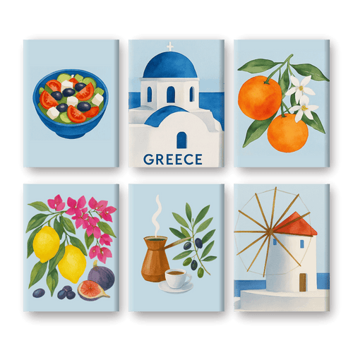 6 Mini Paintings | Griekse zomer set