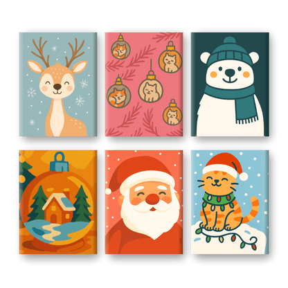 6 Mini Paintings | Vrolijk Kerst Set- Schilderen op nummers
