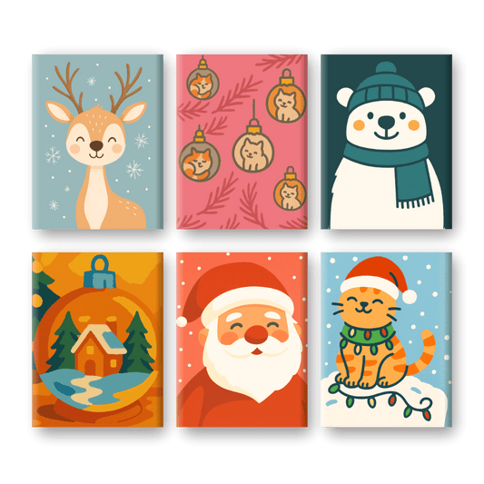 6 Mini Paintings | Vrolijk Kerst Set- Schilderen op nummers
