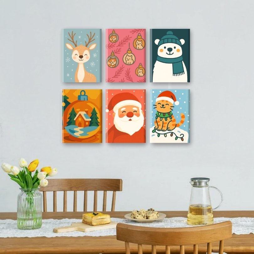 6 Mini Paintings | Vrolijk Kerst Set