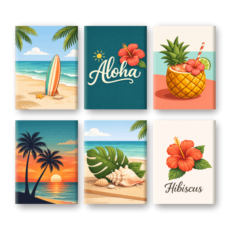 6 Mini Paintings | Hawaiiaanse Aloha Set- Schilderen op nummers