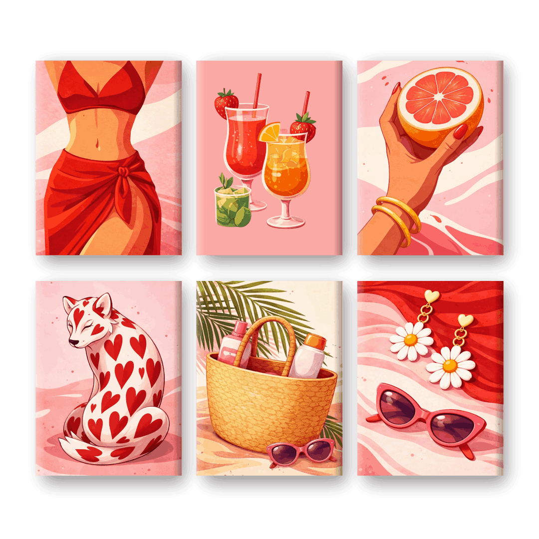 6 Mini Paintings | Hot Girl Summer Set- Schilderen op nummers