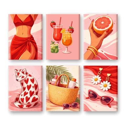 6 Mini Paintings | Hot Girl Summer Set- Schilderen op nummers