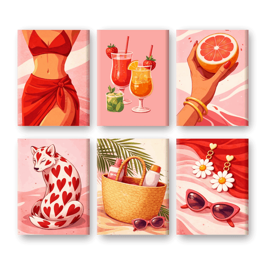 6 Mini Paintings | Hot Girl Summer Set- Schilderen op nummers