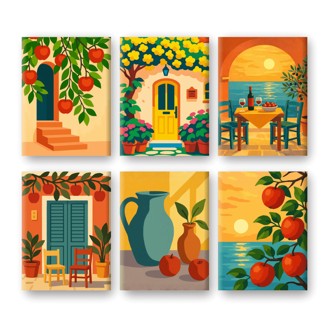 6 Mini Paintings | Italiaanse Momenten Set- Schilderen op nummers