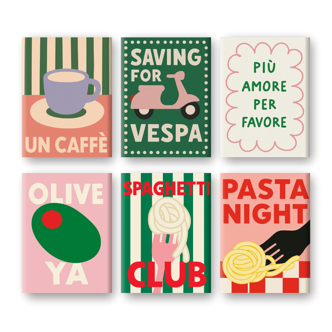 6 Mini Paintings | Italiaanse Pasta & Koffie Set