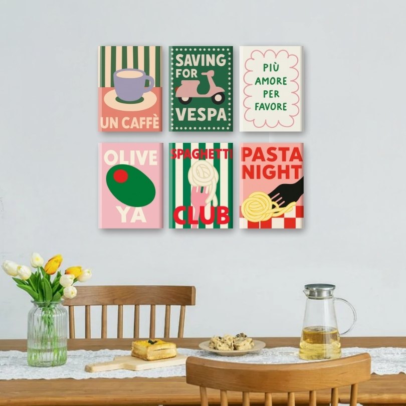 6 Mini Paintings | Italiaanse Pasta & Koffie Set