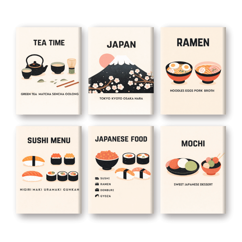 6 Mini Paintings | Japanse Diner Set- Schilderen op nummers