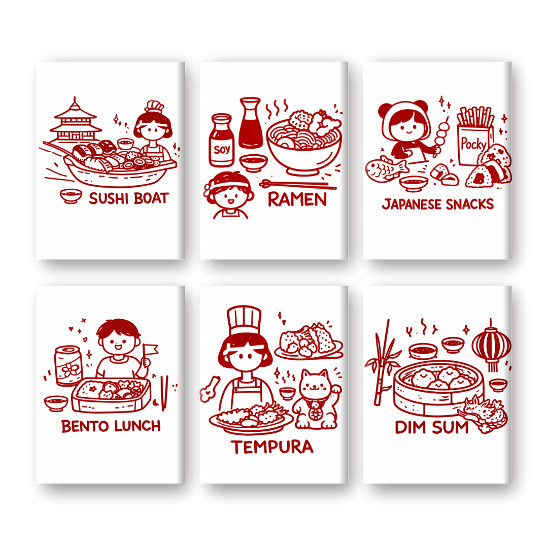 6 Mini Paintings | Kawaii Eten Set- Schilderen op nummers