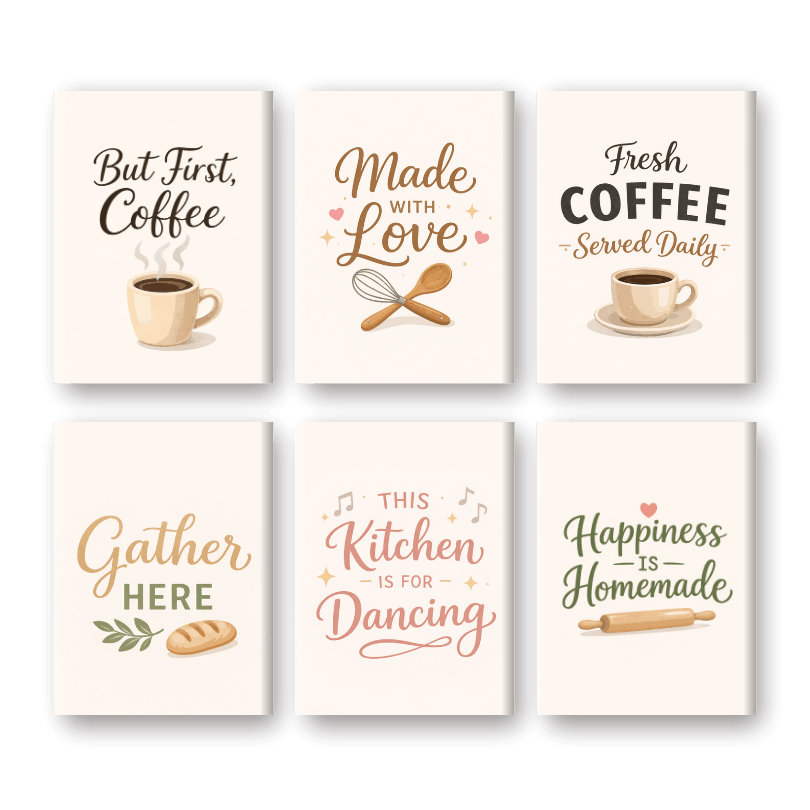 6 Mini Paintings | Keuken Quotes Set- Schilderen op nummers
