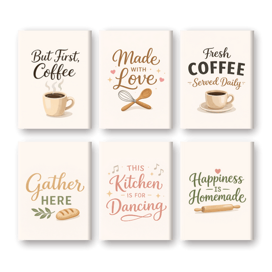 6 Mini Paintings | Keuken Quotes Set- Schilderen op nummers