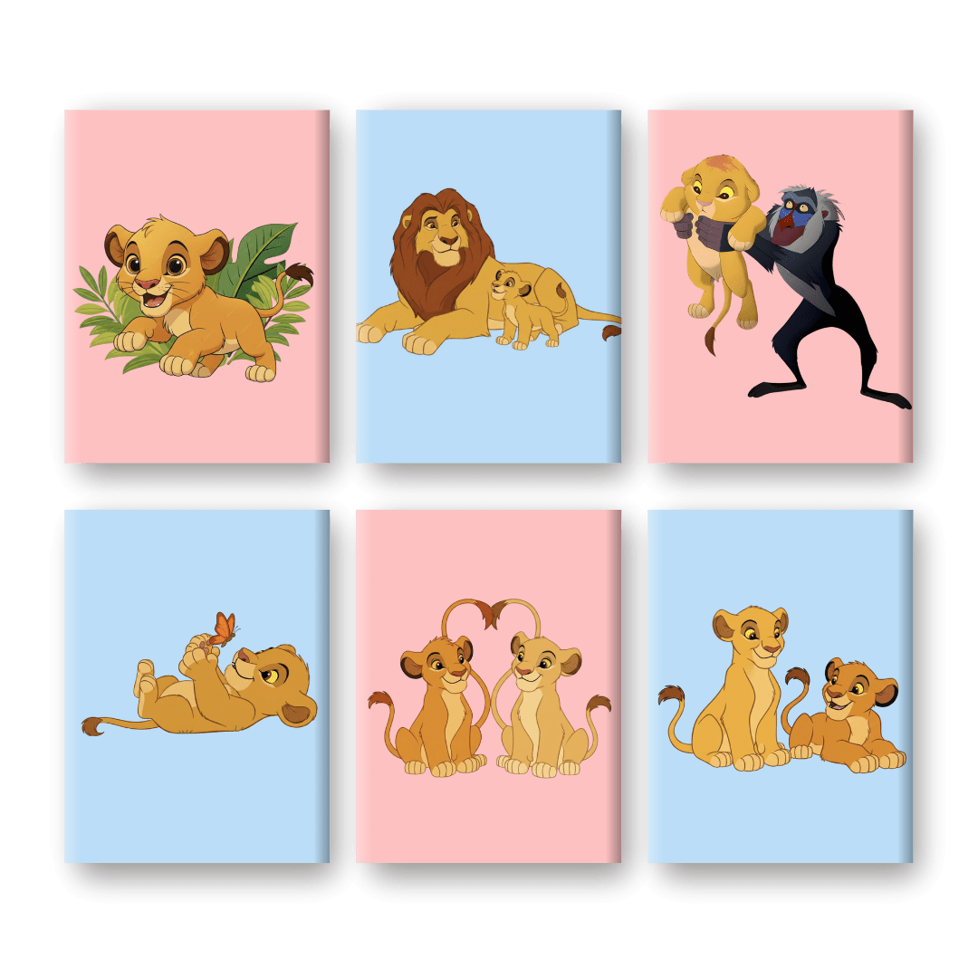 6 Mini Paintings | Lion Family Set