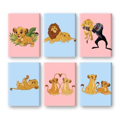 6 Mini Paintings | Lion Family Set