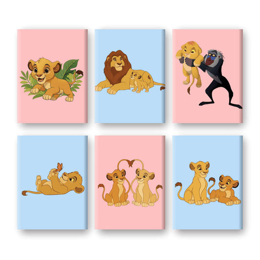 6 Mini Paintings | Lion Family Set