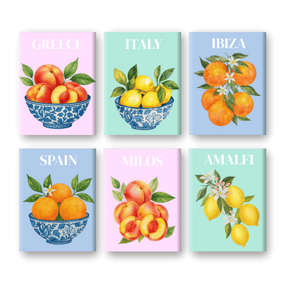 6 Mini Paintings | Mediterrane fruit set