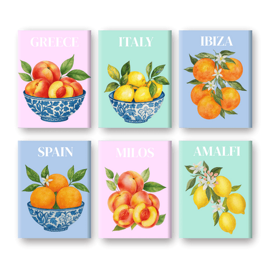 6 Mini Paintings | Mediterrane fruit set